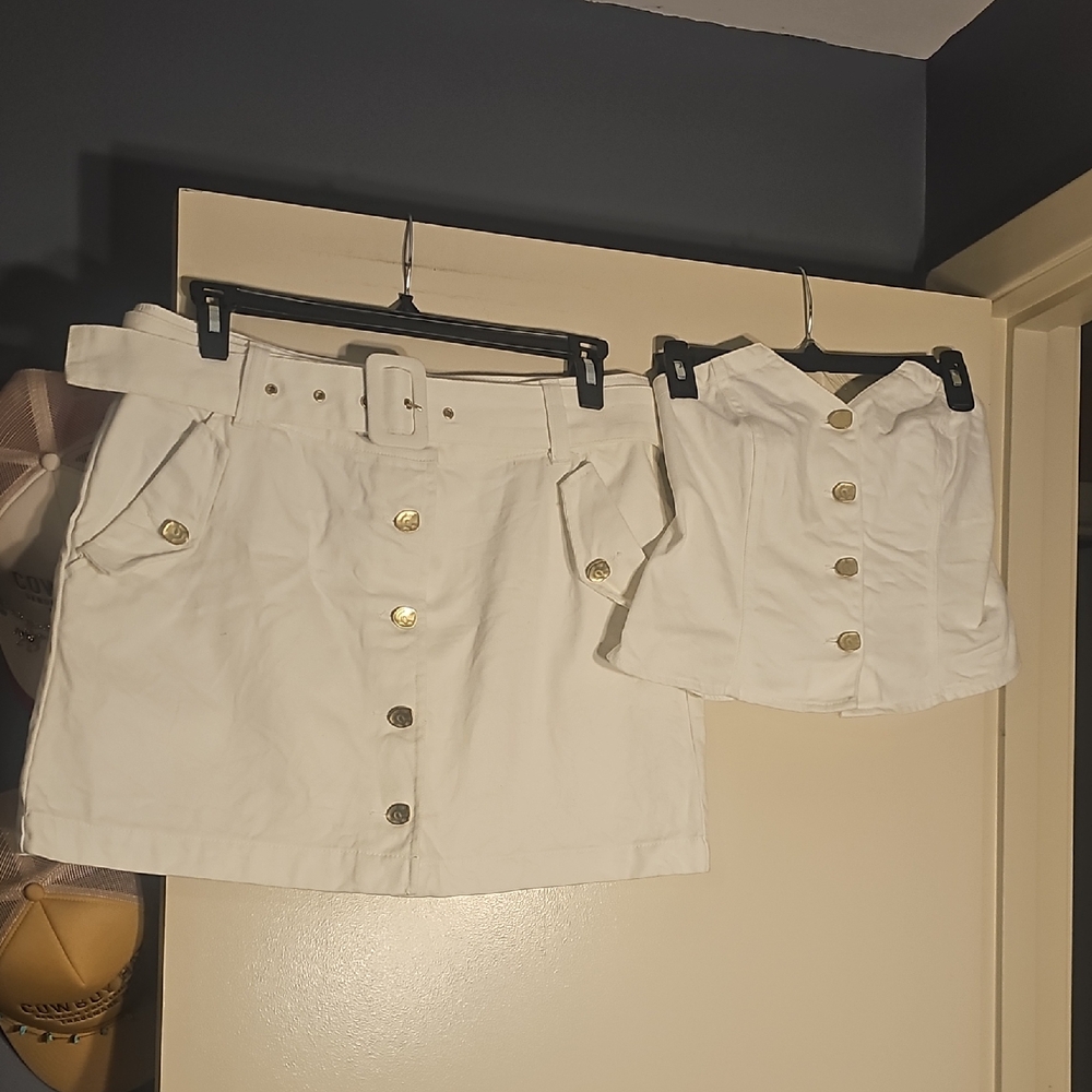 Future Collective Jenee Naylor Denim Skirt Corset Denim Top